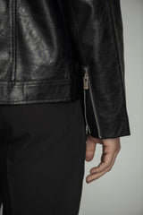 REGULAR COLLAR SINGLE LEATHER JACKET