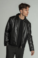 REGULAR COLLAR SINGLE LEATHER JACKET