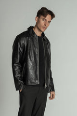 REGULAR COLLAR SINGLE LEATHER JACKET