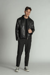 REGULAR COLLAR SINGLE LEATHER JACKET