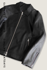 REGULAR COLLAR SINGLE LEATHER JACKET